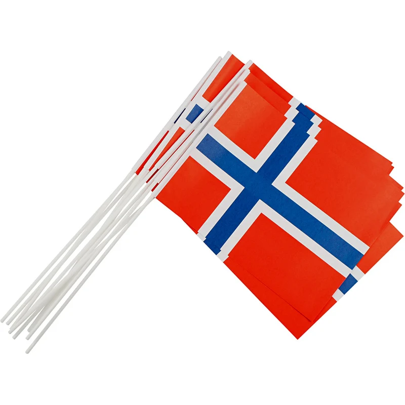 Pappersflaggor, stl. 20x25 cm, 10 st./ 1 förp., Norge [HOB-59130]