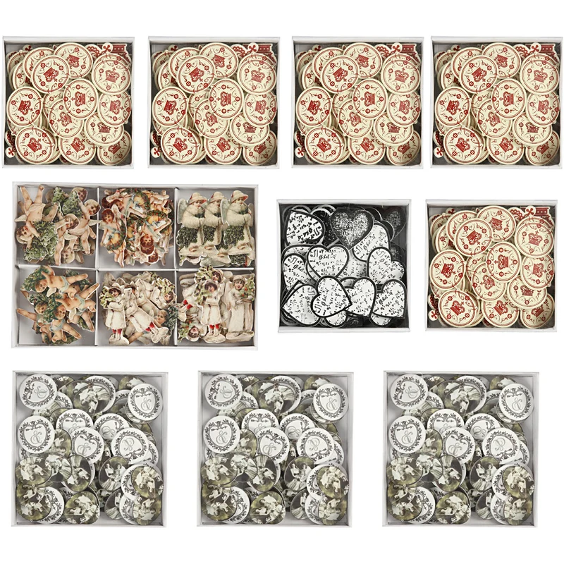 Trästickers, stl. 20-50 mm, Innehållet kan variera , 10 förp./ 1 förp. [HOB-58042]