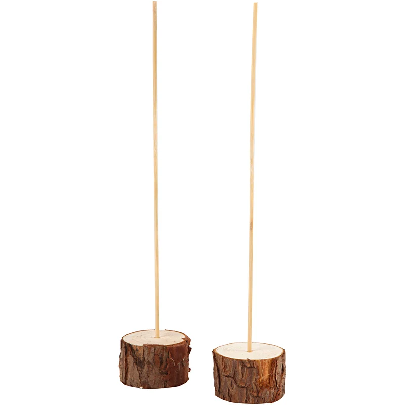 Träfötter med tillhörande pinne, H: 3 cm, Dia. 5 cm, 2 set/ 1 förp. [HOB-57929]