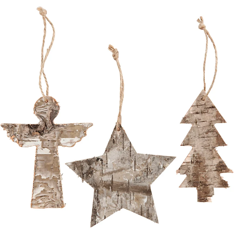 Juldekorationer, H: 10 cm, B: 8 cm, 3 st./ 1 förp. [HOB-57925]