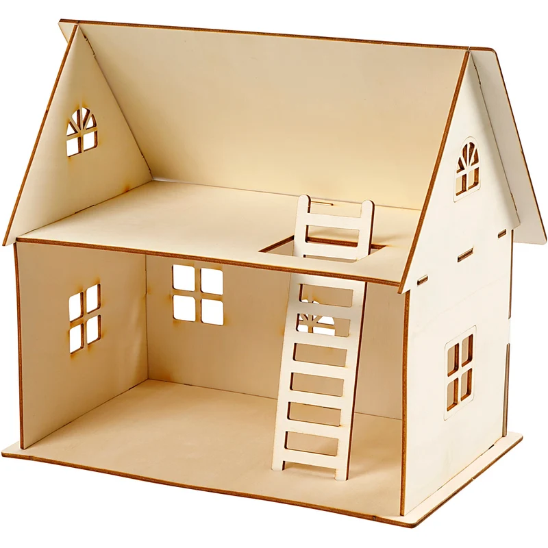 Sätt-ihop-själv dockhus, H: 25 cm, stl. 18x27 cm, 1 st. [HOB-57879]