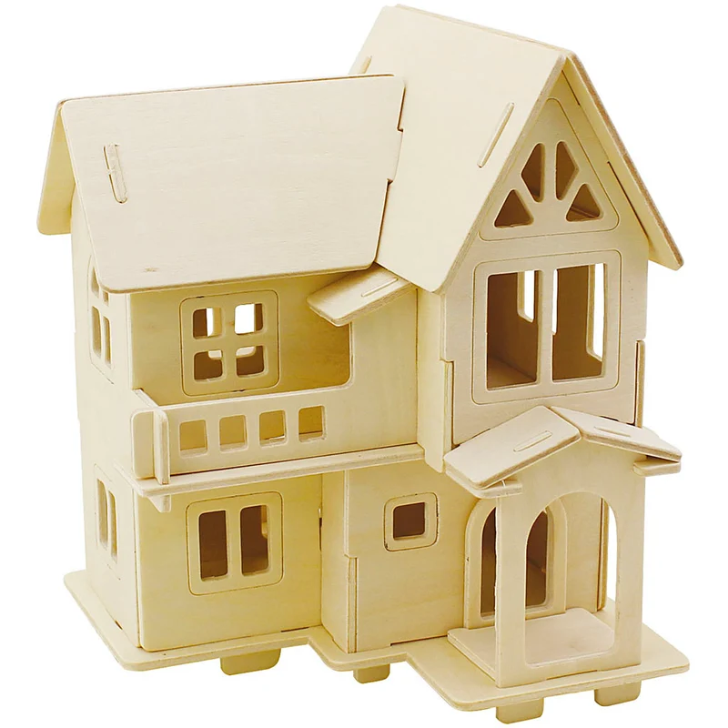 3D Konstruktionsfigur, Hus med altan, stl. 15,8x17,5x19,5, 1 st. [HOB-57877]