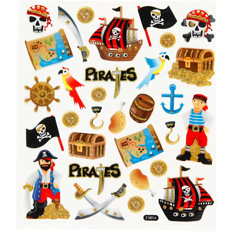 Klistermärken, pirater, ark 15x16,5 cm, 1 ark [HOB-28911]