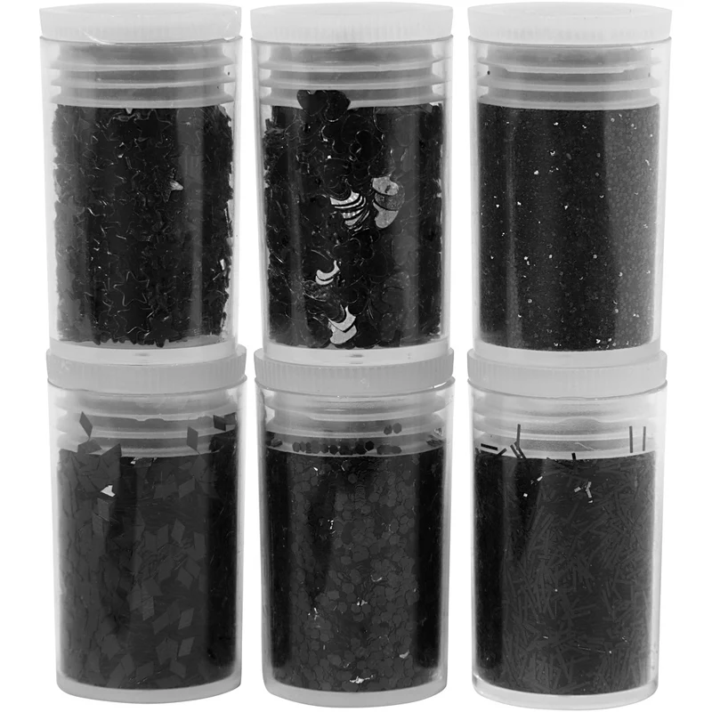 Glitter och Paljetter, svart, 6x5 g/ 1 förp. [HOB-28587]