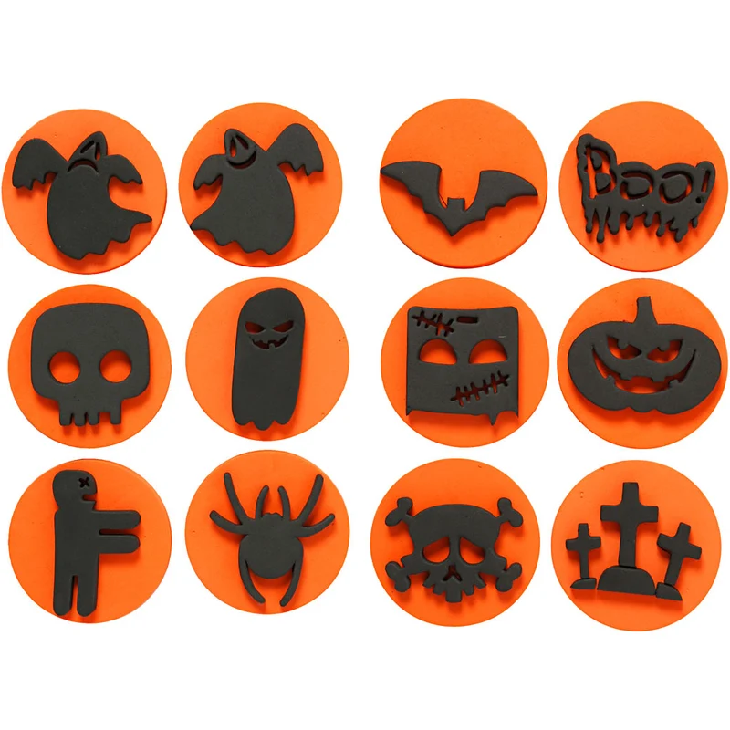 Skumstämplar, halloween, Dia. 7,5 cm, tjocklek 2,5 cm, 6 st./ 1 förp. [HOB-28553]