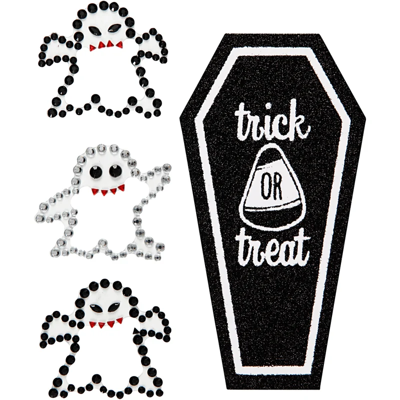 Rhinestonesstickers, Spöken och kista, ark 14x17 cm, 1 ark [HOB-28448]