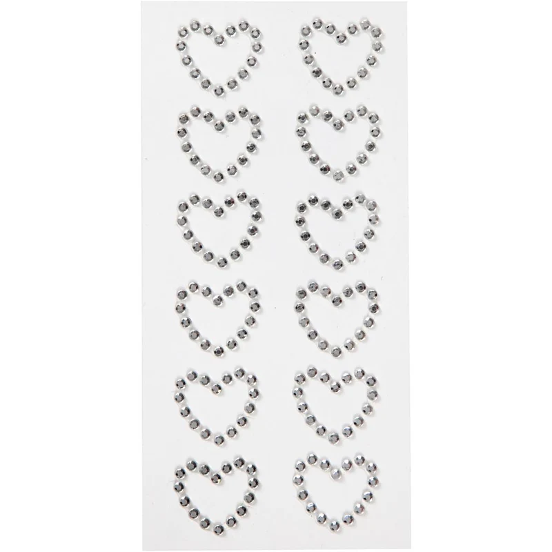 Rhinestonshjärtan, stl. 23x21 mm, silver, 12 st./ 1 förp. [HOB-28435]