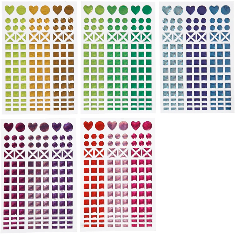 Stickers till mosaik, Dia. 8-14 mm, ark 11x16,5 cm, mixade färger, 10 ark/ 1 förp. [HOB-28253]