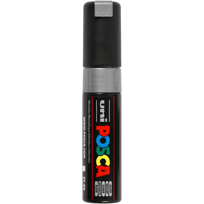 Posca Marker , nr. PC-8K, spets 8 mm, Broad, silver, 1 st. [HOB-278805]