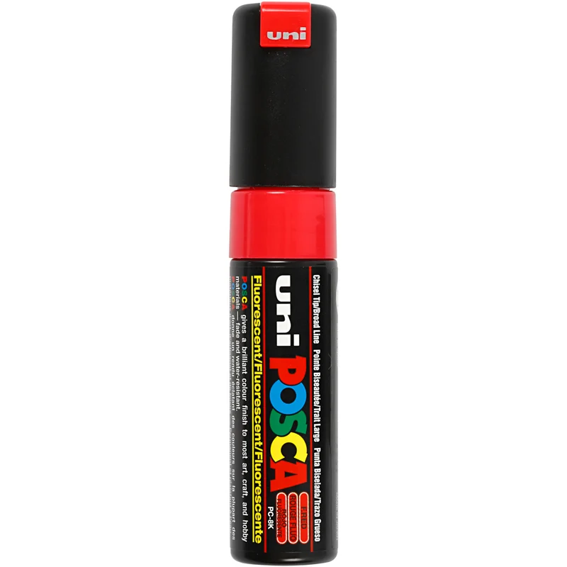 Posca Marker , nr. PC-8K, spets 8 mm, Broad, fluo red, 1 st. [HOB-278740]