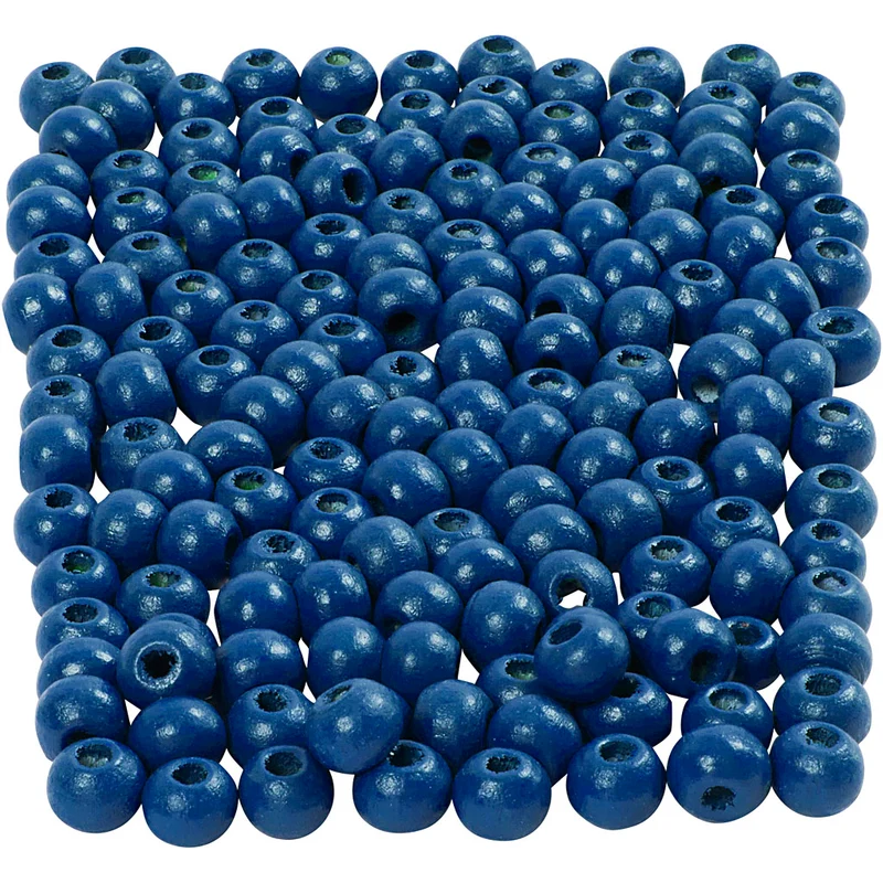 Träpärlor, Dia. 5 mm, Hålstl. 1,5 mm, ca. 150 st., blå, 6 g/ 1 förp. [HOB-570398]