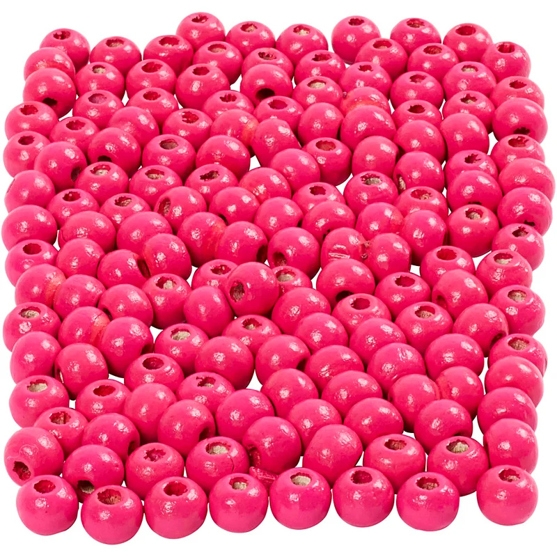 Träpärlor, Dia. 5 mm, Hålstl. 1,5 mm, ca. 150 st., rosa, 150 st., 6 g/ 1 förp. [HOB-570396]