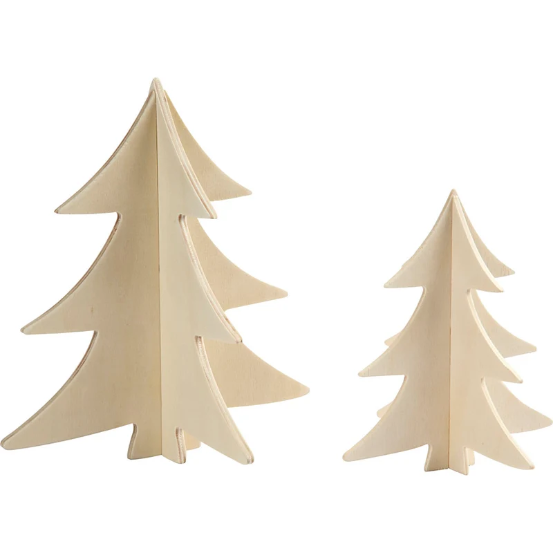 3D julgranar, H: 13+18 cm, 2 st./ 1 förp. [HOB-56712]