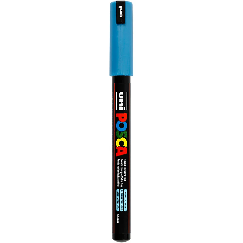 Posca Marker , nr. PC-1MR, spets 0,7 mm, extra fine, metallicblå, 1 st. [HOB-272880]