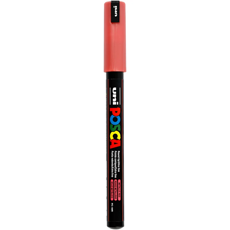 Posca Marker , nr. PC-1MR, spets 0,7 mm, extra fine, metallröd, 1 st. [HOB-272860]