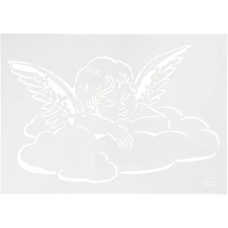 Stencil, ängel på moln, A4, ark 210x297 mm, 1 st. [HOB-26972]