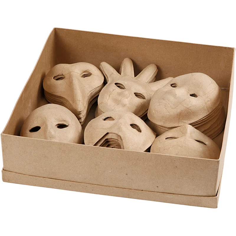 Masker av papier-maché, H: 12-21 cm, 60 st./ 1 förp. [HOB-26713]