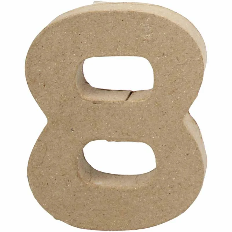 Pappsiffra, 8, H: 10 cm, B: 7,6 cm, tjocklek 1,7 cm, 1 st. [HOB-26675]
