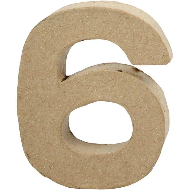 Pappsiffra, 6, H: 10 cm, B: 8,2 cm, tjocklek 1,7 cm, 1 st. [HOB-26673]