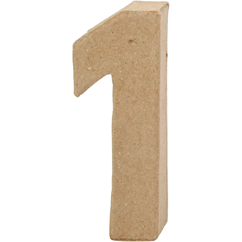 Pappsiffra, 1, H: 10 cm, B: 3,5 cm, tjocklek 1,7 cm, 1 st. [HOB-26668]