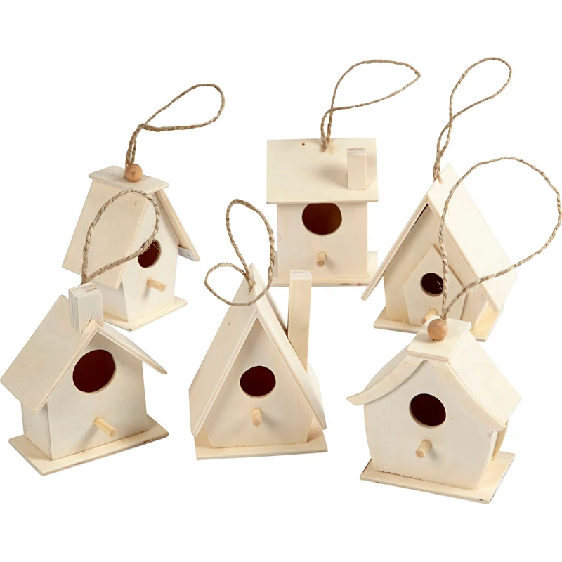 Fågelholkar mini, H: 7 cm, 6 st./ 1 förp. [HOB-575770]