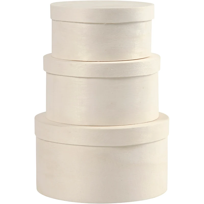 Rund spånask, H: 5,4+6,5+7,3 cm, Dia. 10+11+13 cm, 3 st./ 1 set [HOB-575180]