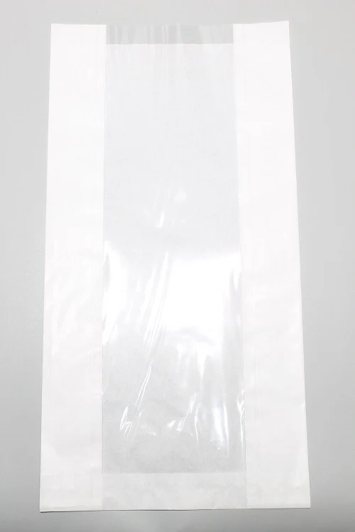 Papperspåsar med Fönster 20x9x38cm Blekat Kraft 40 g/qm (100 st) [PAZ2018]