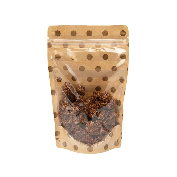 Stå upp påsar Transparent/Kraft med guldprickar och ränder 13x7,9x20,6 cm (25 st) [ZBGSW3SDG]