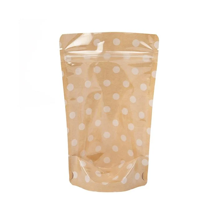 Stå upp påsar Transparent/Kraft med prickmönster 13x7,9x20,6 cm (25 st) [ZBGSW3SD]