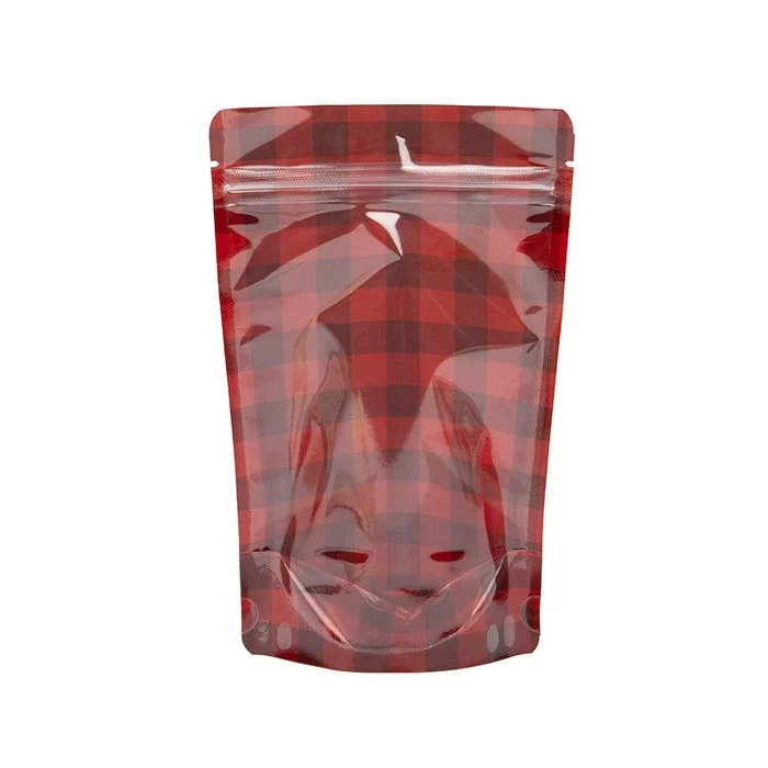 Stå upp påsar Transparent/Röd med rutmönster 13x7,9x20,6 cm (25 st) [ZBGSW3RP]