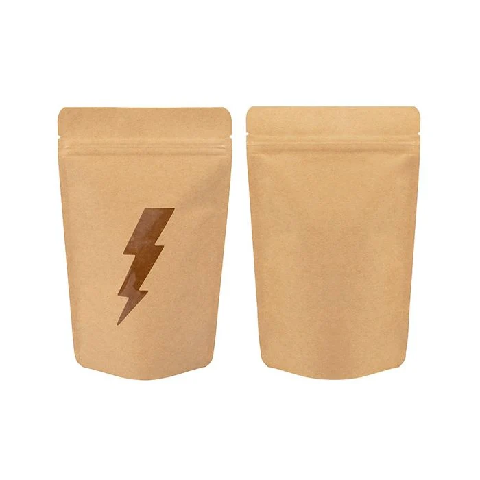 Stå upp påsar Kraft med blixtlås fönster 13x7,9x20,6 cm (25 st) [ZBGSW3LB]
