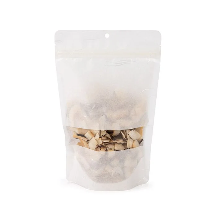 Eco Friendly Stå upp påsar Rispapper vitt med rektangulärt fönster med upphängningshål 14,9x8,9x23,2 cm (100 st) [ZBGRC7W]