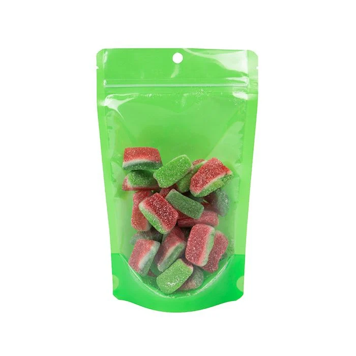 Stå upp påsar Transparent/Neon Green 13x7,9x20,6 cm (100 st) [ZBGN3GR]