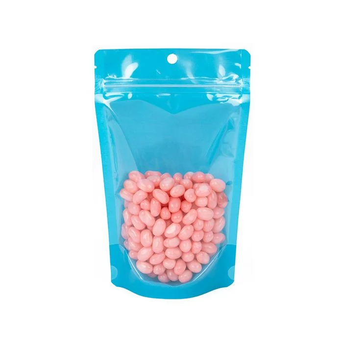 Stå upp påsar Transparent/Neon Blå 13x7,9x20,6 cm (100 st) [ZBGN3BL]
