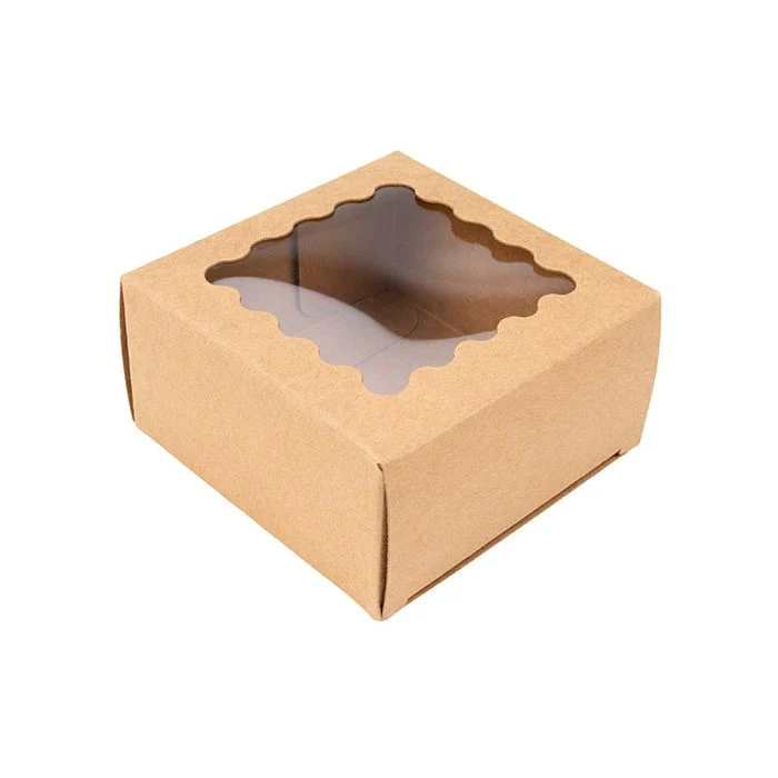 Lådor Kraft med skalloped fönster 7x3,7x7 cm (25 st) [WKRG227]