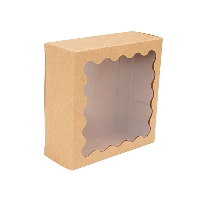Lådor Kraft med skalloped fönster 10,8x4,1x10,8 cm (25 st) [WKRG194]