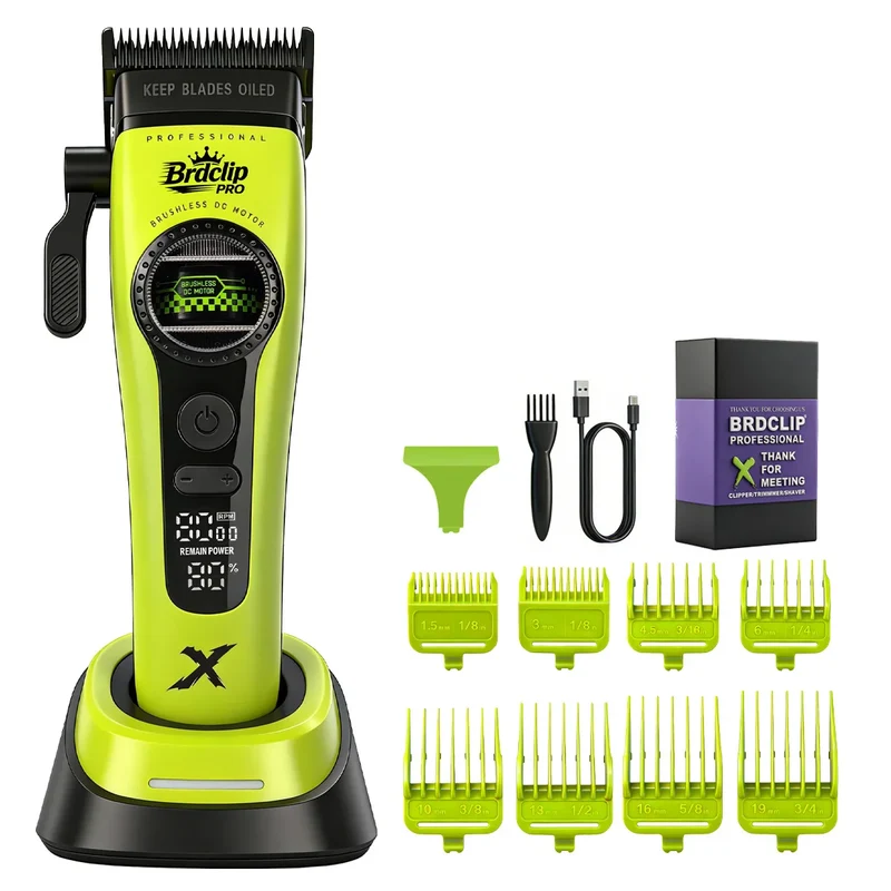Professional Barber Hair Clipper – 5-Speed, 8000RPM, Brushless Motor, Detachable Blade