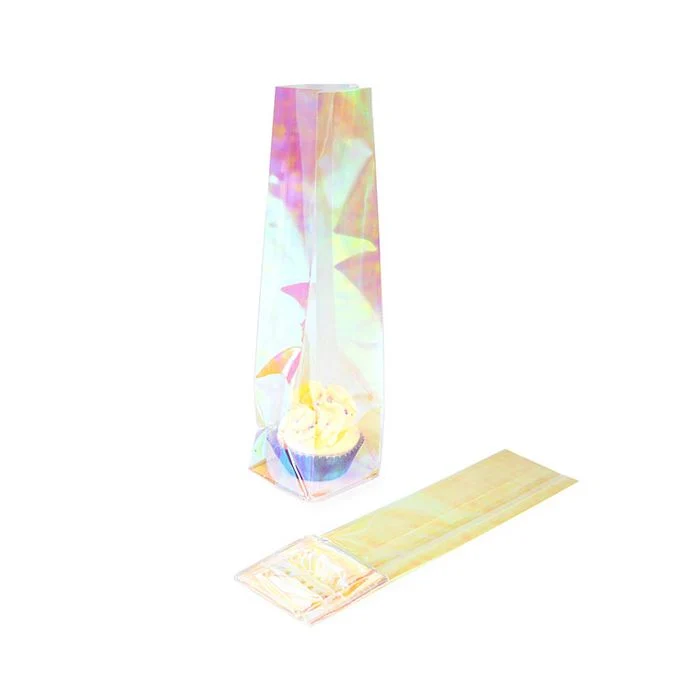 Blockbottenpåsar med pappersinsats Iridescent 5,1x5,1x21 cm (50 st) [HFGPB11]