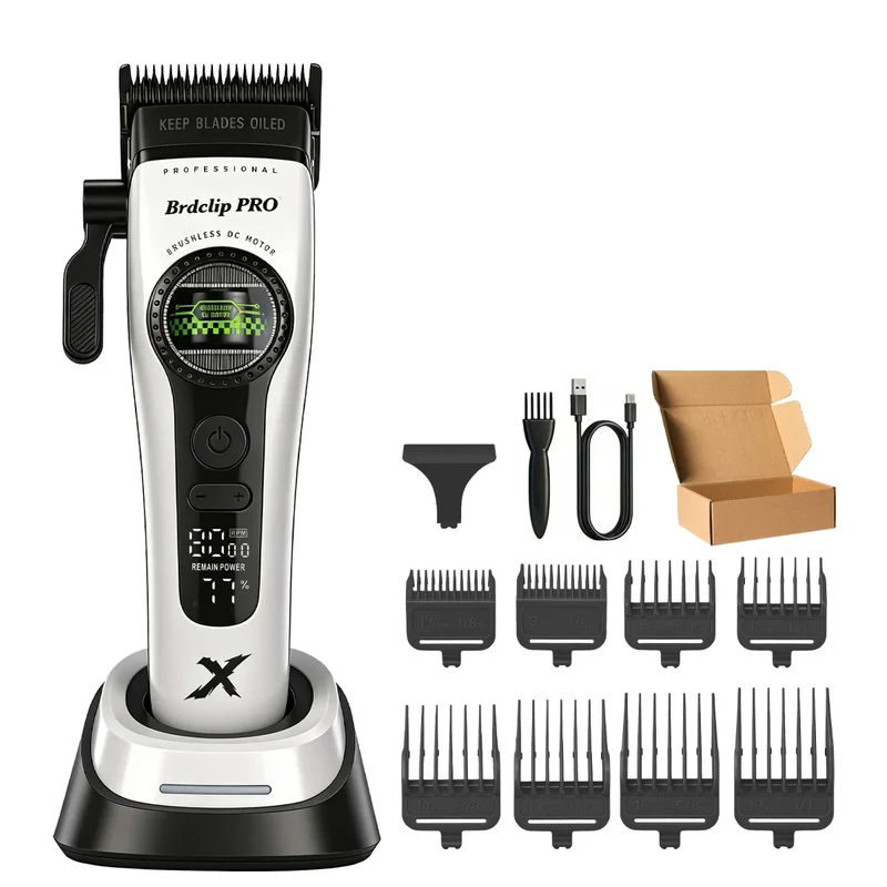 BRDCLIP 898C Professional Hair Clipper – 8000 RPM, DLC Blade, 160min Runtime, Barber & Home Use