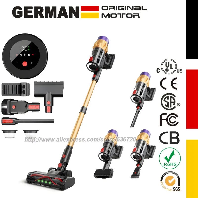 V18 Cordless Stick Vacuum Cleaner – 550W, 45kPa Suction, Touch Screen, Self-Standing, Wall Mount Charging | EU/US/UK/AU