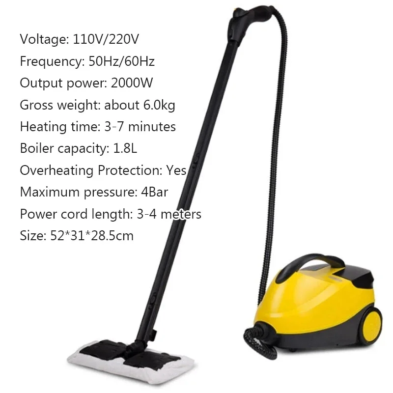 2000W High-Temperature High-Pressure Steam Cleaner – Sterilization, Mite Removal, Disinfection | Home, Kitchen & Car | 220V