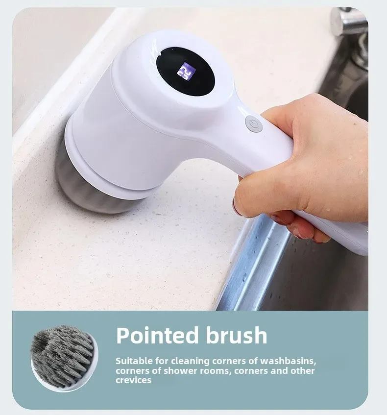 USB Rechargeable Electric Spin Scrubber – Multi-Surface Power Cleaning Brush for Kitchen & Bathroom