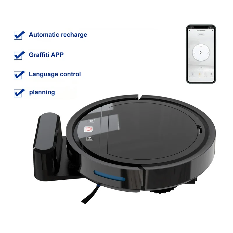 Smart Robot Vacuum Cleaner – Auto-Recharge, APP Control, Sweeping | White & Black | EU/US/UK/AU