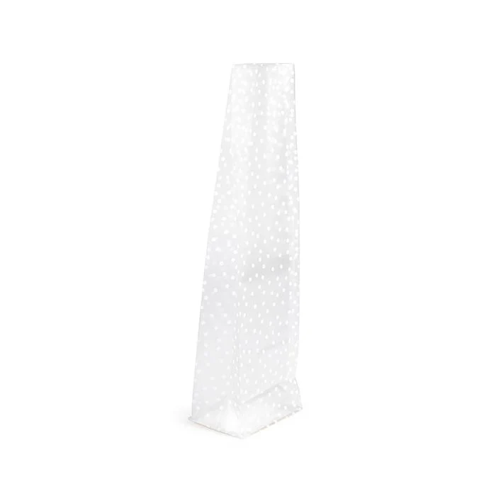 Väskor med blockbotten och pappersinsats, frostat polkagris 7x5,1x25,4 cm (100 st) [FFGPB17D]