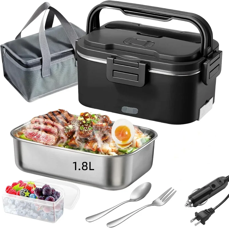 Electric Heated Lunch Box – 100W, 1.8L, 12V/24V/110V for Home, Car & Truck
