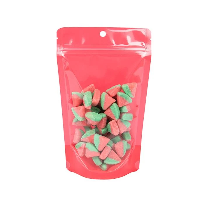 Stå upp påsar Neon vattenmelon 13x7.9x20.6 cm med hängande hål (100 st) [ZBGN3W]