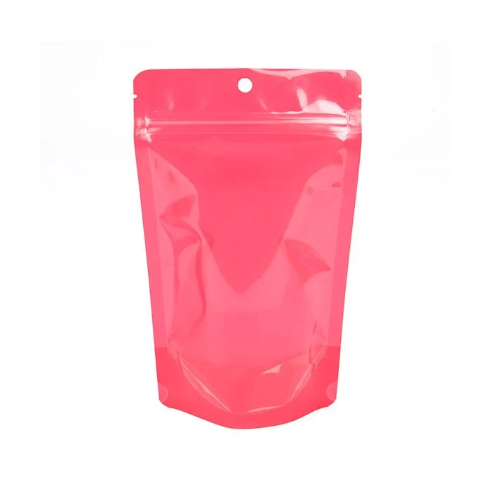 Stå upp påsar Neon Pink 13x7.9x20.6 cm med hängande hål (100 st) [ZBGN3PK]