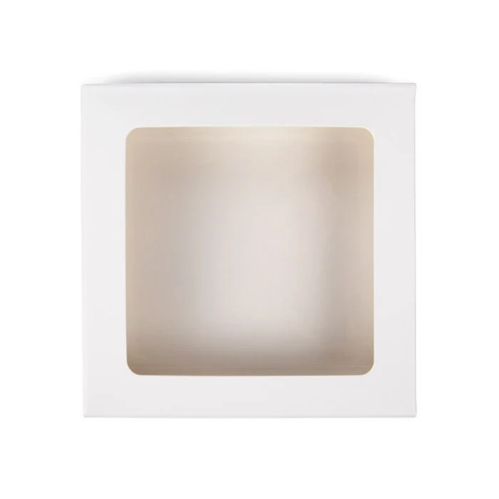 Vit presentförpackning es Window Box med fästa fönster 10,5x2,2x10,5 cm (25 st) [WKRGW245]
