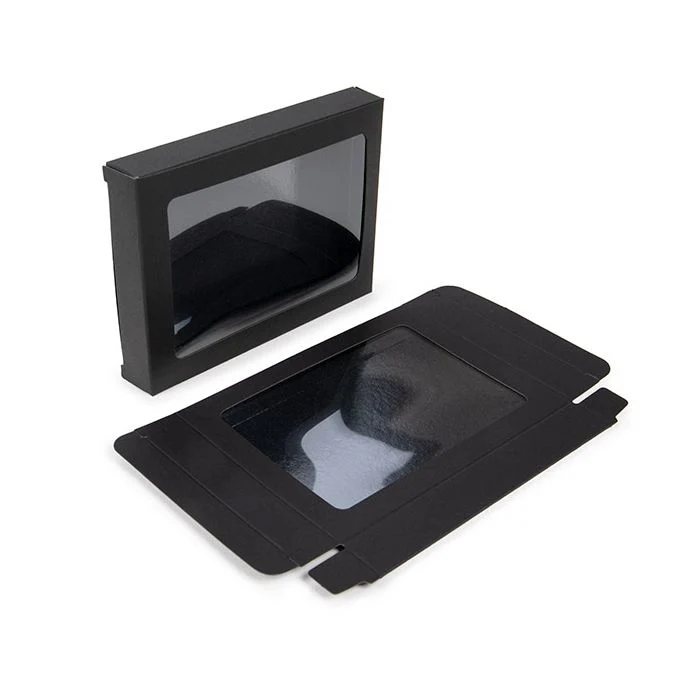 Svart presentförpackning es Window Box med fästa fönster 10,2x2,1x13,8 cm (25 st) [WKRGB313]