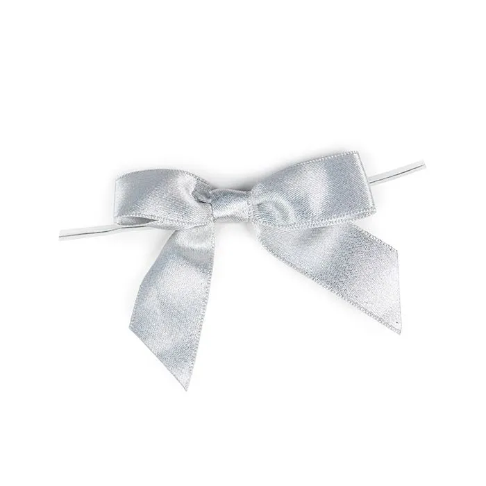 Förbunden rosett Metallic Silver 8,9 cm (25 st) [MBOWS]